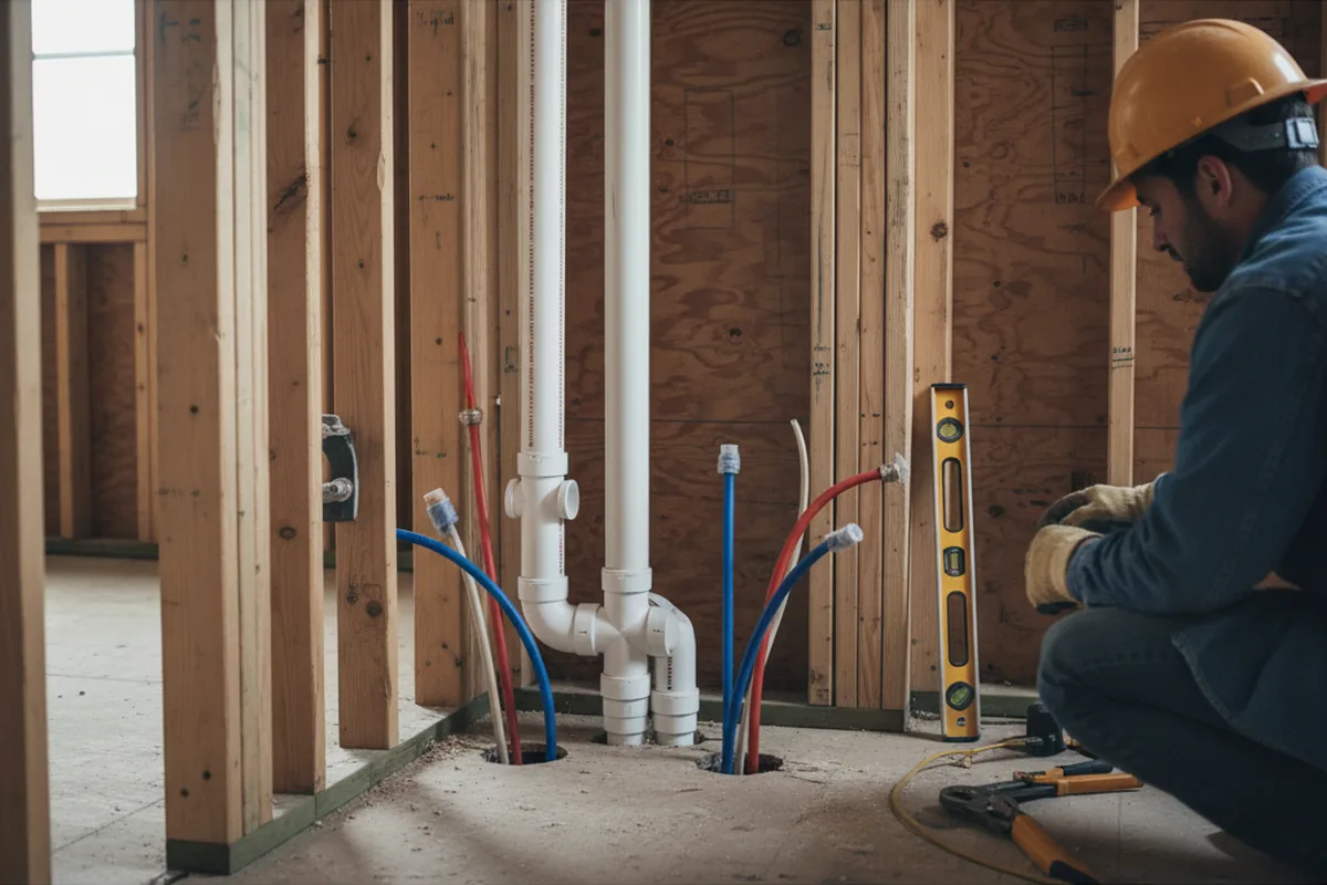Drain and supply rough-in during Leak Detection in Auberry